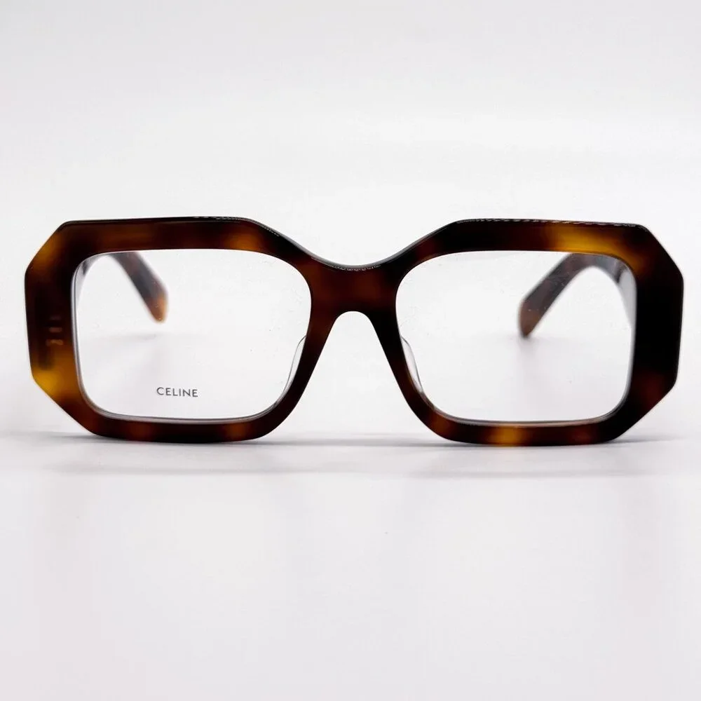 NEW CL50155I 053, CELINE GEOMETRIC HAVANA BROWN EYEGLASSES CELINE
